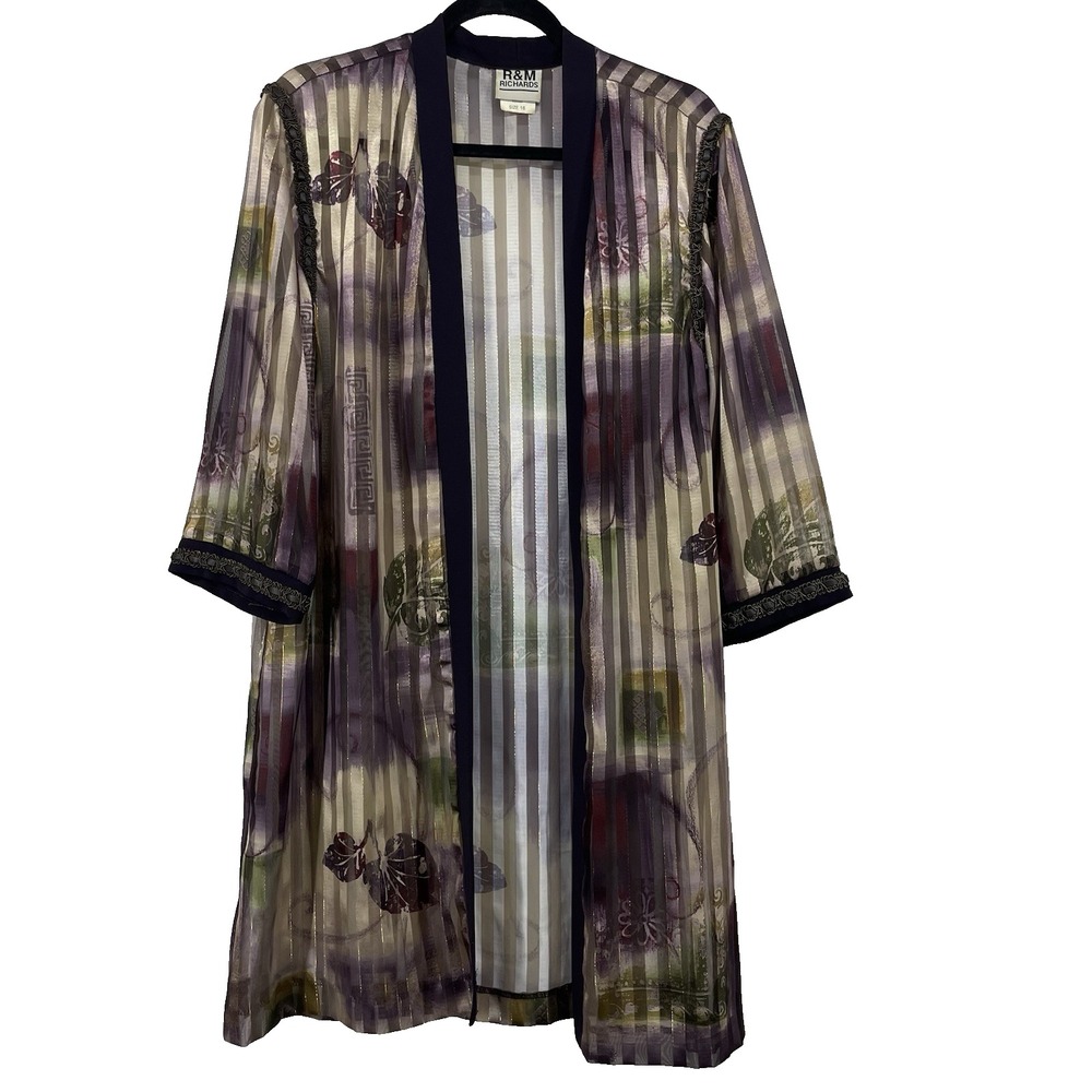 R&M Richards Vintage SZ 16 Sheer Cardigan Fairy Grunge Kimono Sheer Layering Top